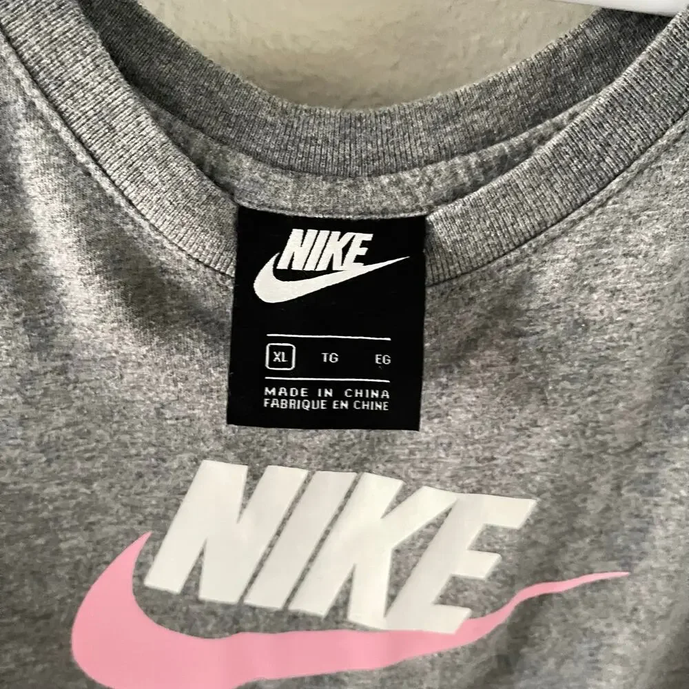 Nike Swoosh T Shirt Mini Dress Pockets Girls XL Heather Gray Sporty Athleisure